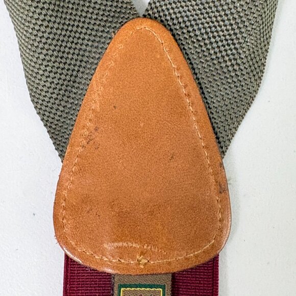 Trafalgar Suspenders Green Burgundy Brown Leather Braces Gold - Picture 8 of 8